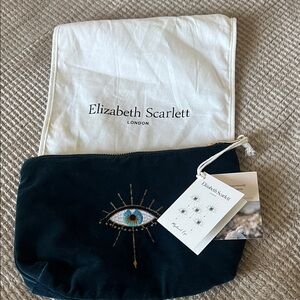 NEW. Elizabeth Scarlett navy blue Eye Embroidered Pouch